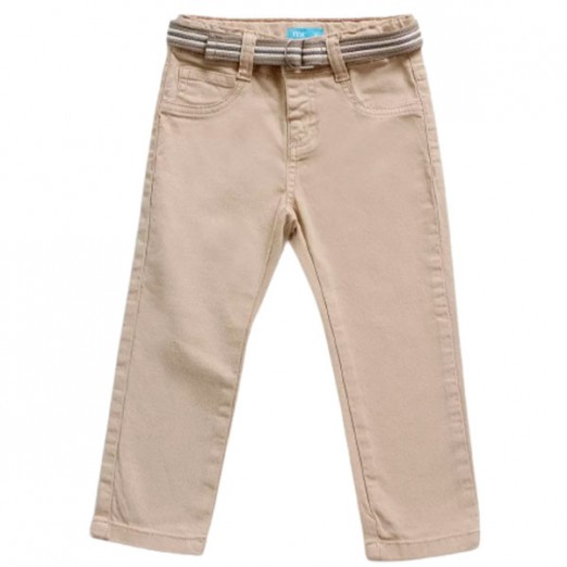 Calça Infantil Para Menino Jeans Marfim Com Cinto