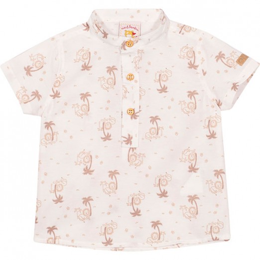 Camisa De Bebê Para Menino Bege Estampada Nini E Bambini Tam P