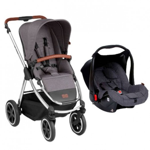 Carrinho Para Bebê Abc Design  Samba Diamante Travel System e Bebê Conforto Risus Asphalt Diamond