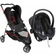 Carrinho Para Bebê Galzerano Tivoli 6 Meses Até 15KG 3 Rodas Preto C/Vermelho e Bebê Conforto Cocoon Duo