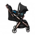 Carrinho Para Bebê Maxi Cosi Eva Essential Travel System Black Champagne Com Capota Ampla Acopla Bebê Conforto