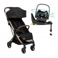 Carrinho de Bebê Maxi Cosi TS Eva Trio Isofix 360 Essential Blacck Champagne até 22kg