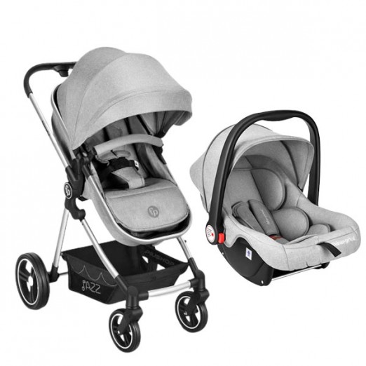 Carrinho De Bebê Travel System Jazz Cinza e Bebê Conforto Cinza Até 15kg Fisher Price