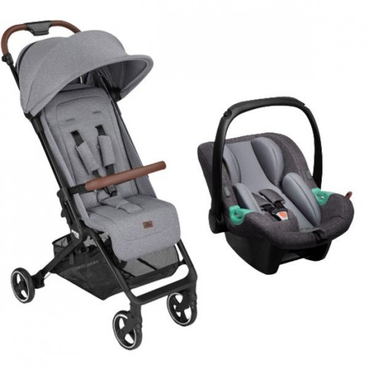 Carrinho De Bebê Abc Design Ping Two Tin Compacto 22kg e Bebê Conforto Tulip Cinza