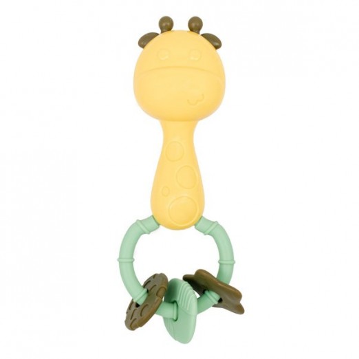 Brinquedo Infantil Chocalho Mordedor Bichinhos Girafa Com Bordas Macias Amarelo Pimpolho