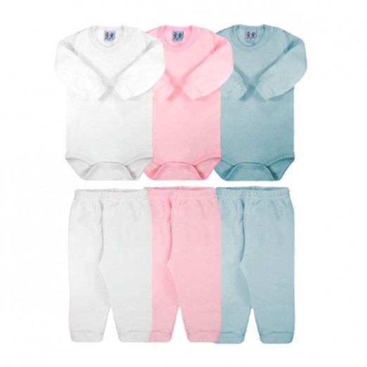 Conjunto Soft Glace Bebê Para Menina Em Poliéster e Viscose Rosa Rosebud Tam RN