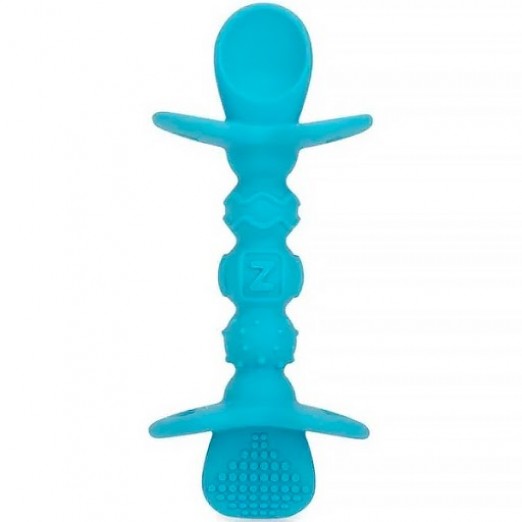 Colher De Silicone Infantil Com Travas De Segurança Azul Nûby