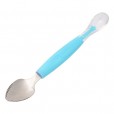 Colher Infantil Para Menino 2 em 1 Em Inox e Silicone Azul Buba