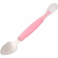 Colher Infantil Para Menina 2 em 1 Em Inox e Silicone Rosa Buba