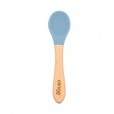 Colher Infantil de Bambu e Silicone Azul Clingo