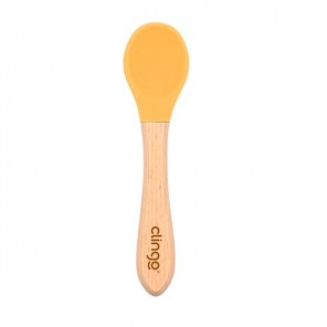 Colher Infantil Bambu Silicone Mostarda Clingo