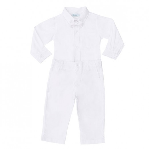 Conjunto Social Infantil Em Algodão Branco Com Gravata Tam 02 Anos Laureh