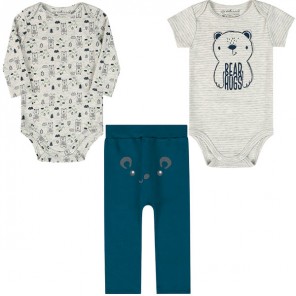 Conjunto Bebê Cinza e Azul Marinho Kamylus M