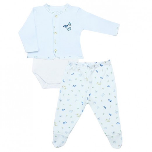 Conjunto Bebê Para Menina Em Algodão Egípcio Borboleta Branco Mini Bear P