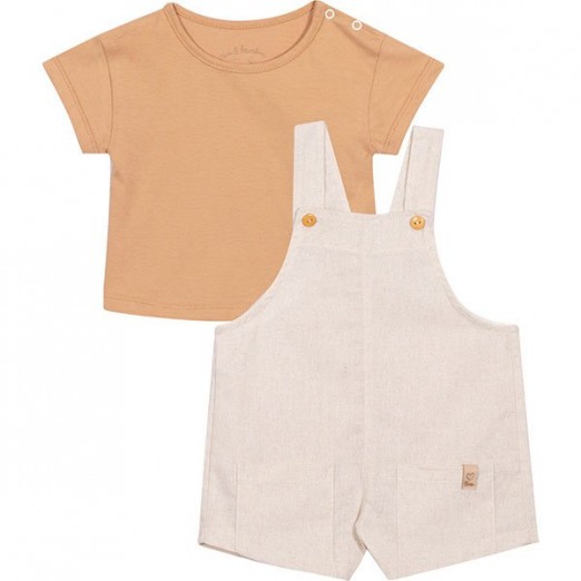 Conjunto Para Criança Blusa E Macacão Rose E Marron Nini E Bambini Tam 03 Anos