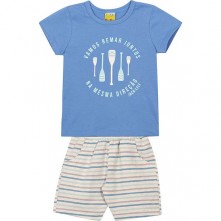 Conjunto Infantil Cinza e Azul Jacalelé 06 Anos