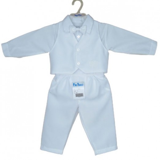 Conjunto Batizado Infantil Masculino Com Colete Branco Piu Ducci Tam 02 Anos