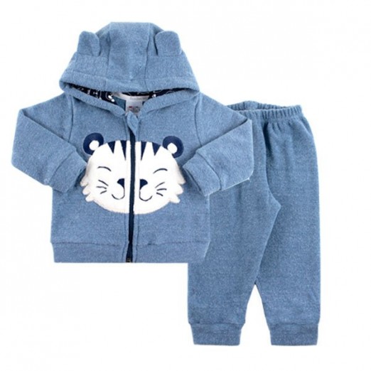 Conjunto Moletom Bebê Para Menino Azul Em Algodão e Poliéster Rosebud Tam GG