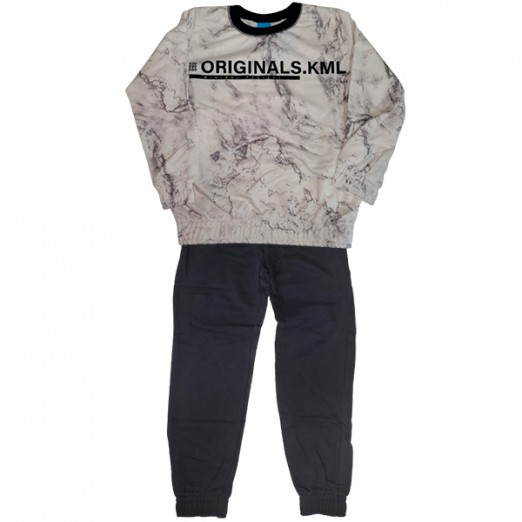 Conjunto Moletom Infantil Masculino Off White Preto Tamanho 14 Anos Kamylus