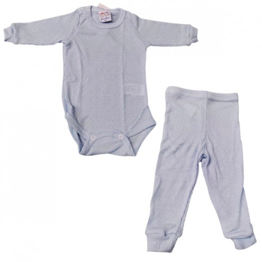 Conjunto Body e Calça Infantil Azul Liso Tecido Leve Masculino Tamanho M RoseBud