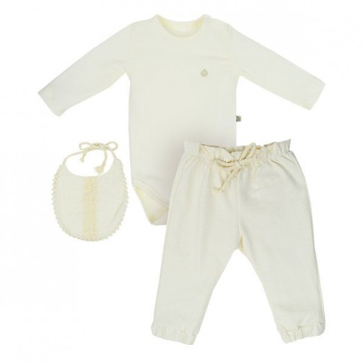 Conjunto Para Bebê Exotic Forest Creme 03 Meses Grow Up Babeiro