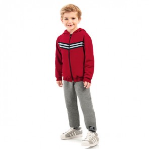 Conjunto Moletom Infantil Cinza e Vermelho Kamylus 06 A