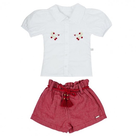 Conjunto Party Infantil Blusa C/Short Vermelho Linha Celebration Tam 4 Anos Growup