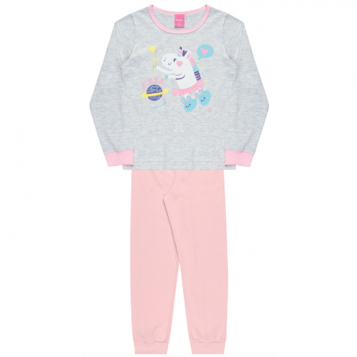 Conjunto Pijama Infantil Feminino Cor Off Mescla Angel Tamanho 1 Ano Kamylus