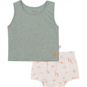 Conjunto Infantil Verde E Branco Nini E Bambini G