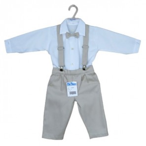 Conjunto Batizado Infantil Branco e Bege Piu Ducci 01A