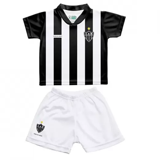 Conjunto de Bebe Masculino Atlético Branco e Preto Tam GG Torcida Baby