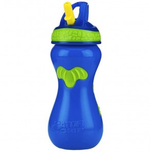 Copo Gator Azul  Com Canudo Verde Rígido Versátil Retrátil 450ml  +18m  Nûby 