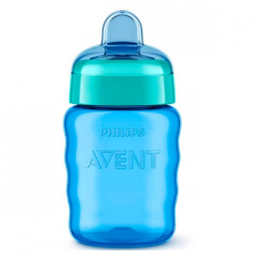 Copo De Treinamento Infantil Com Bico De Silicone Easy Azul e Verde 260ml Avent