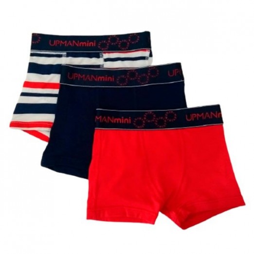 Kit cueca boxer de algodão e viscose listrado paixão 3 unidades 8 anos upman