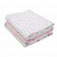 Kit Cueiro Flanelado Bebê De Algodão Estampado Casas Papi Branco e Rosa