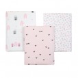 Kit Cueiro Flanelado Bebê De Algodão Estampado Casas Papi Branco e Rosa