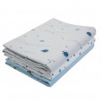 Kit Cueiro Flanelado Bebê De Algodão Estampado Espaço Papi Branco e Azul