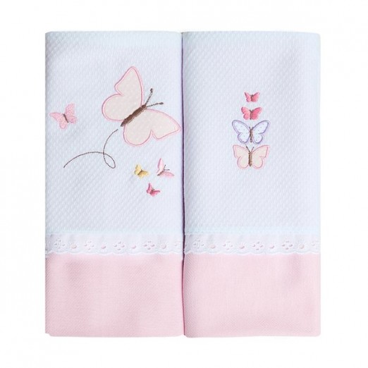 Kit Cueiro Manta De Malha Para Bebê 2 Peças Mami Bichuus Rosa Papi Borboleta