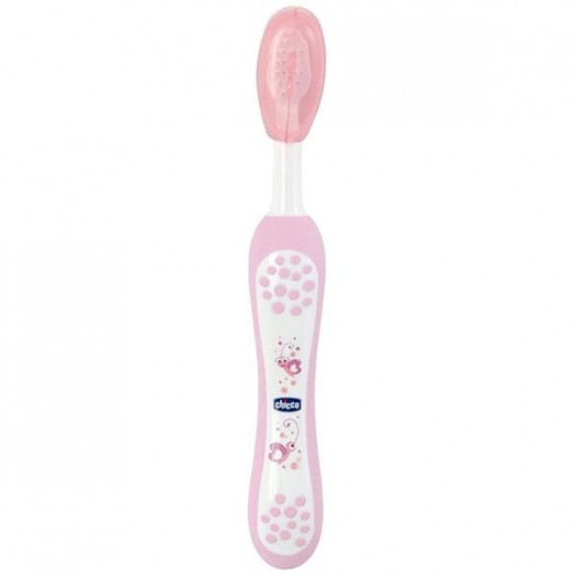 Escova de dentes chicco 6 mêses rosa