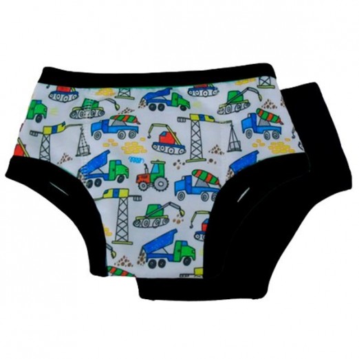 Cueca Desfralde Reutilizável Diurna Tema Construção Eco Kids Tamanho G