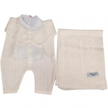 Saída De Maternidade Infantil Manta Macacão E Body Branco Tricart Baby