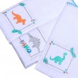 Kit Fralda Infantil Bordados Karinho Dinossauro 100% Algodão Branca Papi