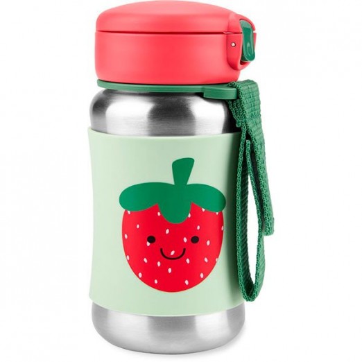 Garrafa Infantil de Aço Inox Para Menina Com Canudo Morango Rosa Skip Hop