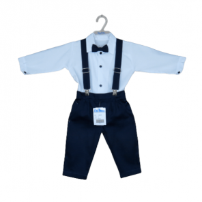 Conjunto Batizado Infantil Masculino Sarja com Suspensório P Piu Ducci