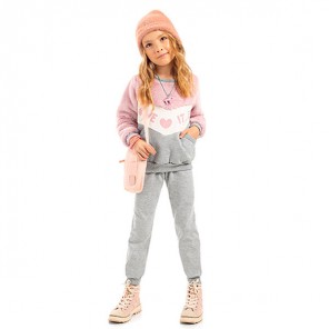 Conjunto Moletom Infantil Cinza e Rosa Kamylus 06 A