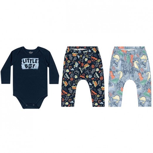 Kit Infantil Masculino 3 Peças Azul Marinho Tamanho M Elian