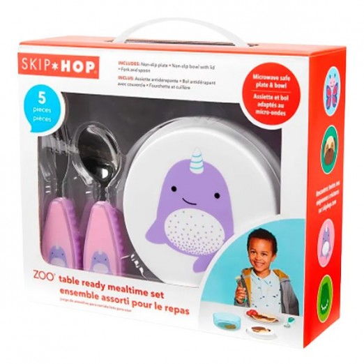 Kit Infantil De Alimentação  5 Peças Zoo Baleia Narval Skip Hop