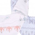 Kit Babador Bandana Para Bebê em Algodão Oca Azul e Bege Papi