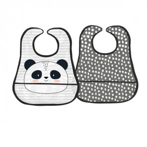 Kit Babador Bebê Friends Panda Ben Papi Branco e Preto 