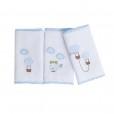 Kit Babete Bordado Infantil 3 Unidades Papi Azul Helicóptero 40x40cm